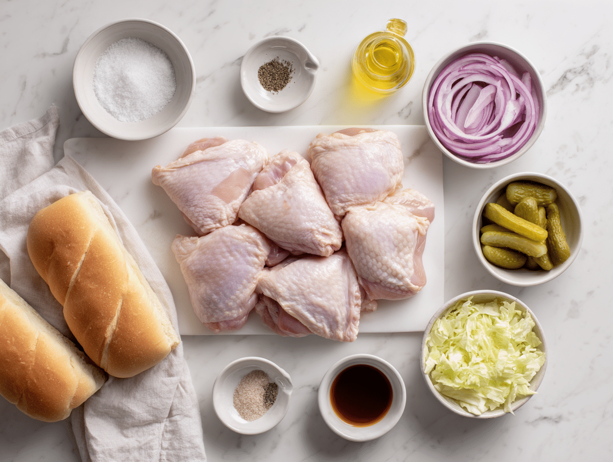 All ingredients measured and laid out on a cutting board