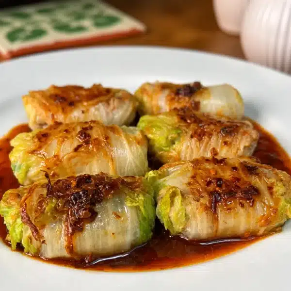 Delicious cabbage dumplings ready to serve, filled with juicy pork and vegetables.