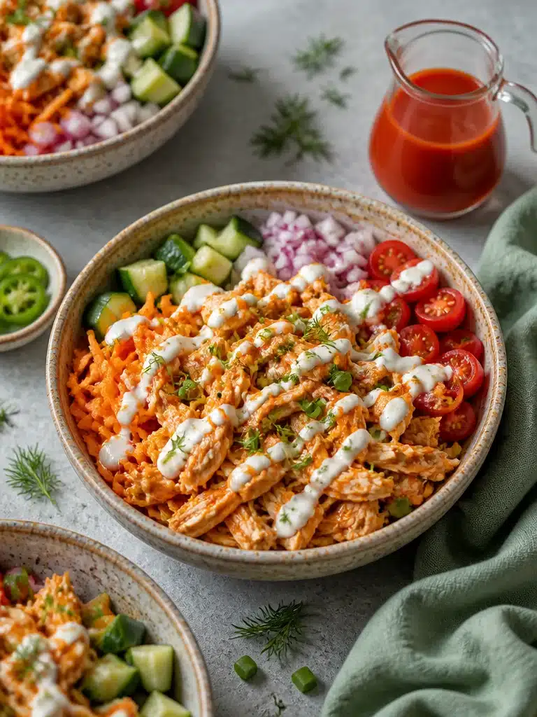 healthy buffalo chicken bowls