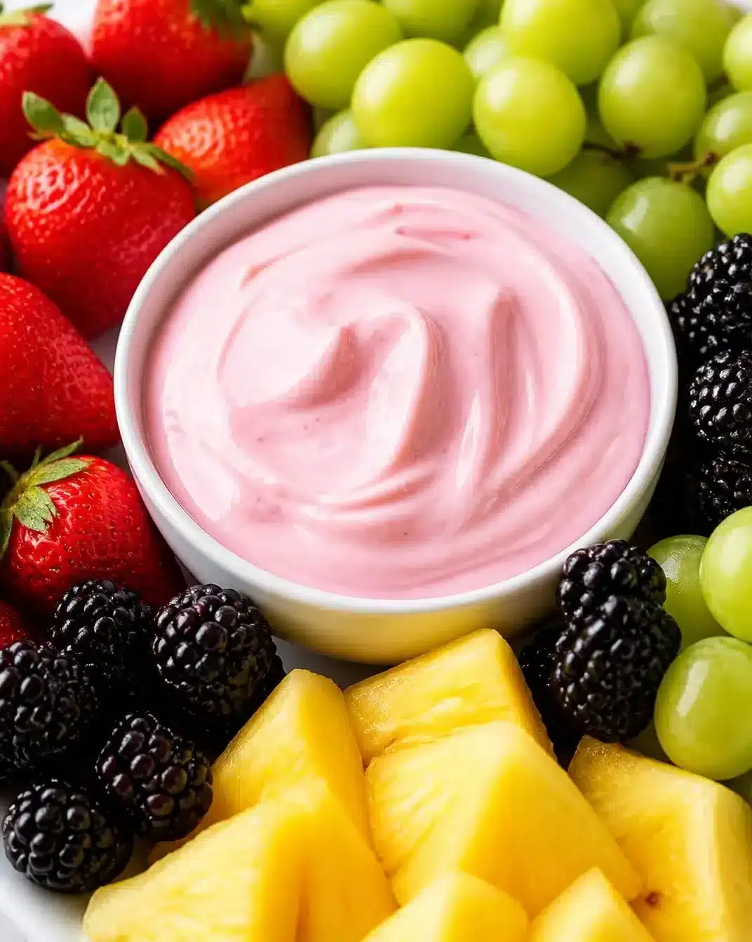 Delicious easy fruit dip served with fresh fruit for dipping