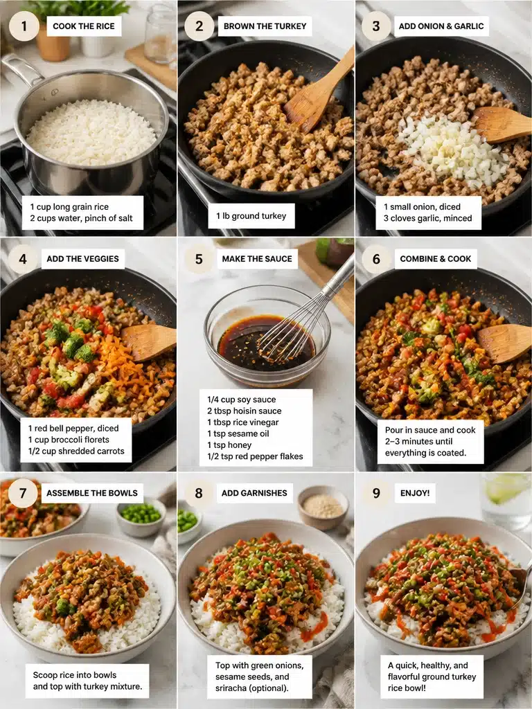 healthy ground turkey rice bowl
