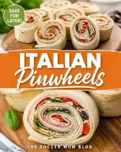 Tangy Italian Pinwheels 3 Delicious tangy Italian pinwheels on a plate, perfect for parties and gatherings.