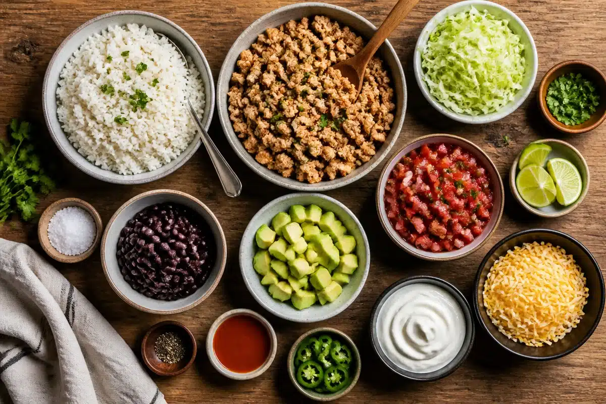 ground turkey rice bowl