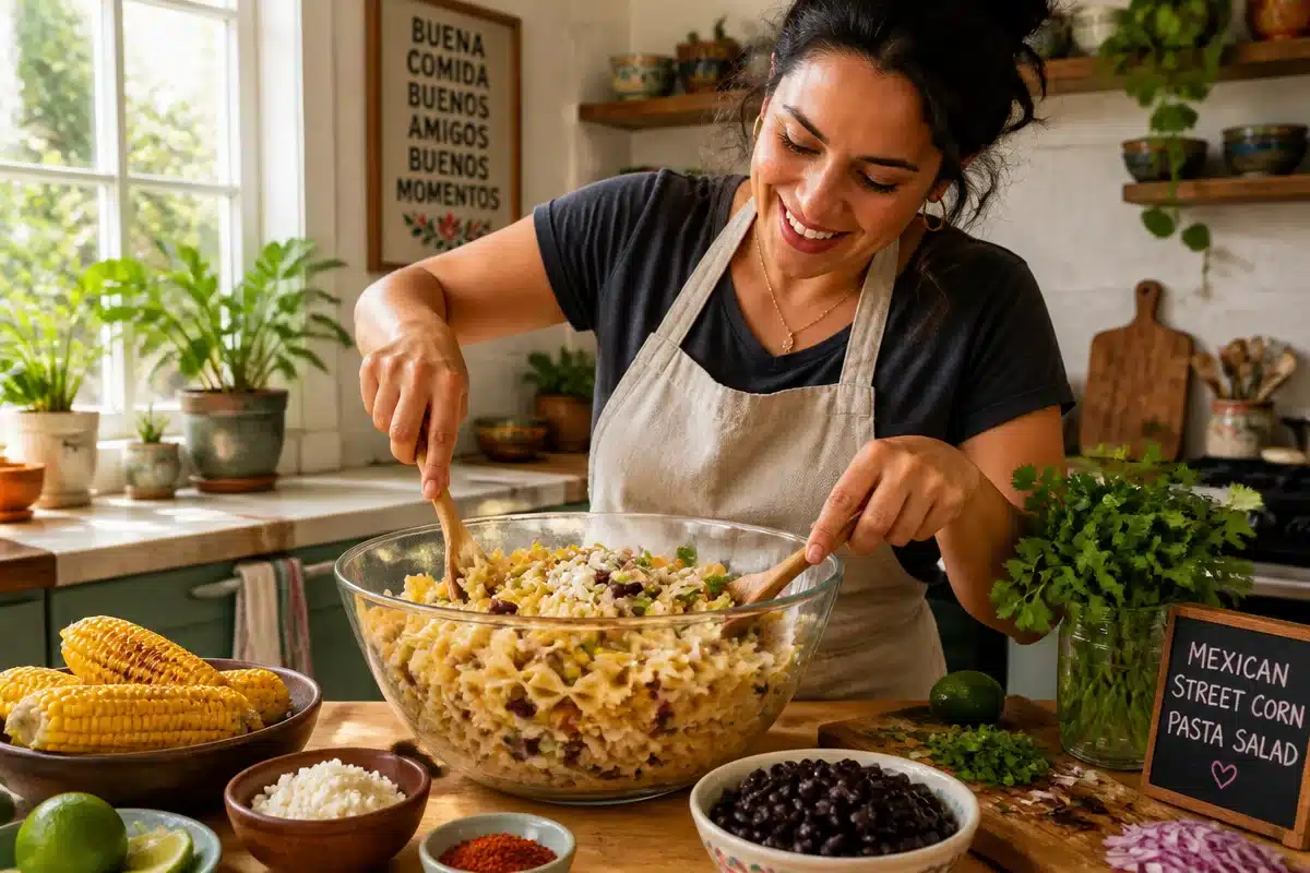 5-Minute Creamy Street Corn Pasta Salad You'll Love
