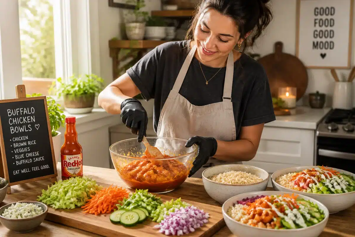 healthy buffalo chicken bowls